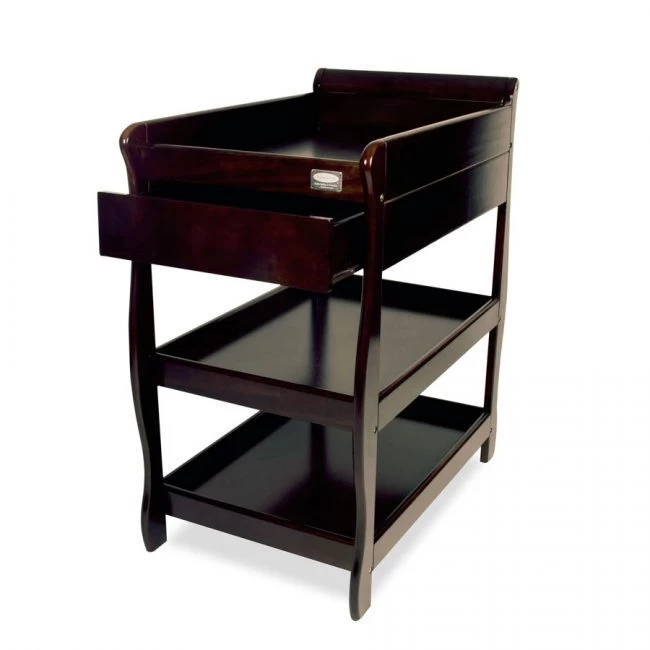 Sleigh Change Table With Draw - English Oak - Image 2