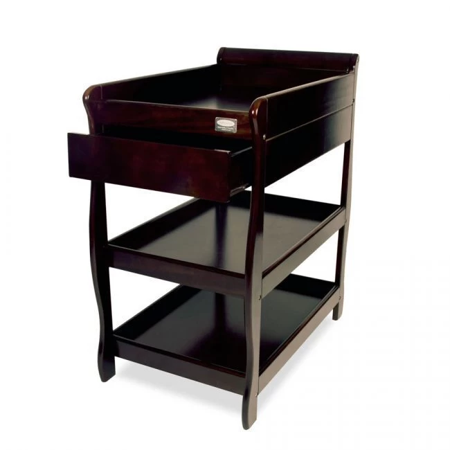 Sleigh Change Table With Draw - English Oak - Image 4