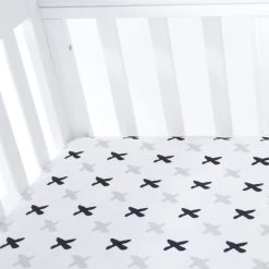 Organic Amani Bebe Fitted Sheet - Tic Tac Toe (Standard Square Corner)
