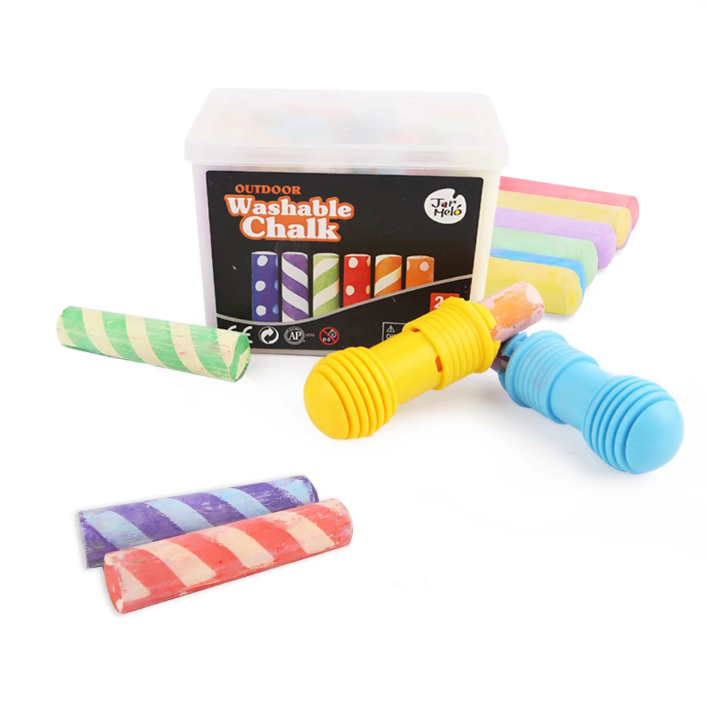 JarMelo Washable Sidewalk Chalk - 24 Colors Kit With 2 Holders - Image 2