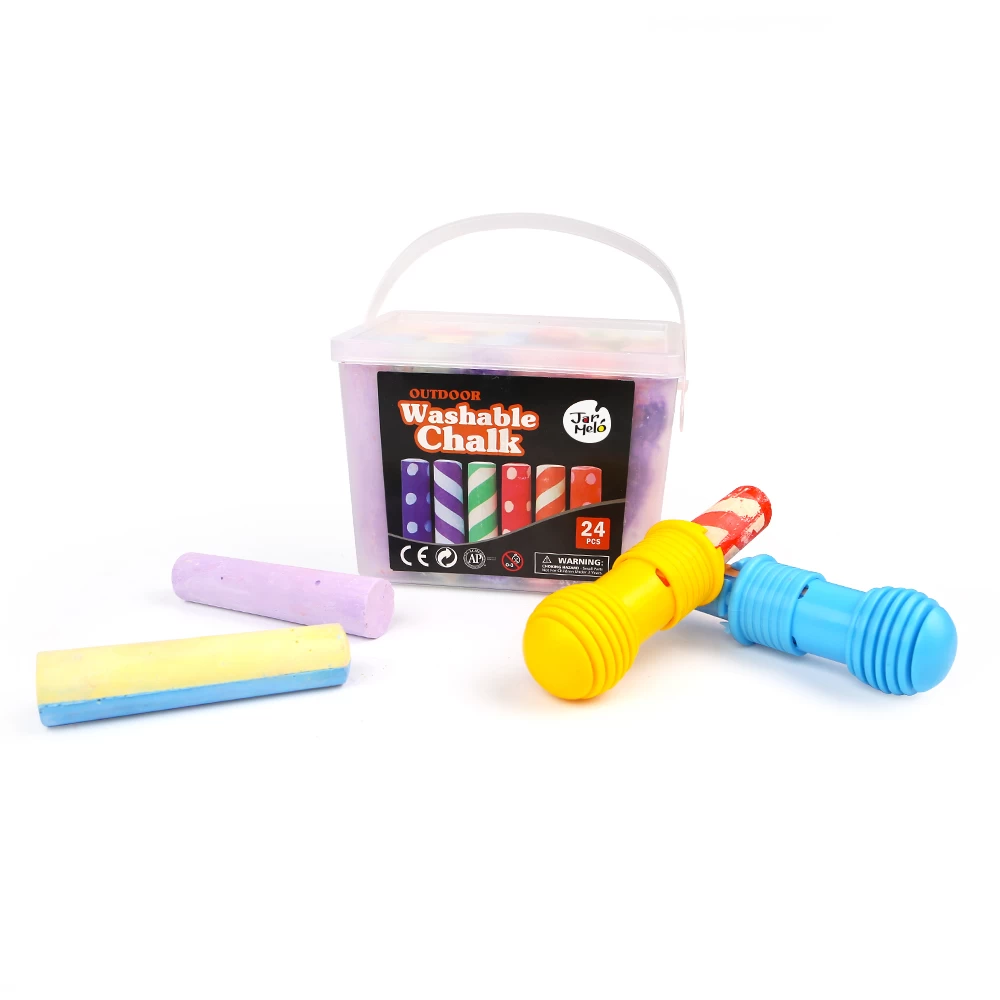 JarMelo Washable Sidewalk Chalk - 24 Colors Kit With 2 Holders - Image 4