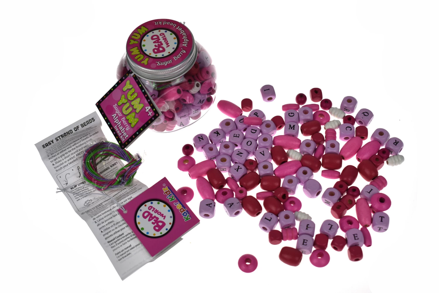 Kaper Kidz Yum Yum Diy Alphabet Bead Pink Sugar Berry Craft Kit - Image 2