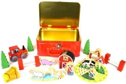 Wooden Farm Set Tin Case